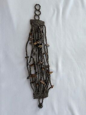 Beaded Multi-Strand Brown&Grey Bracelet